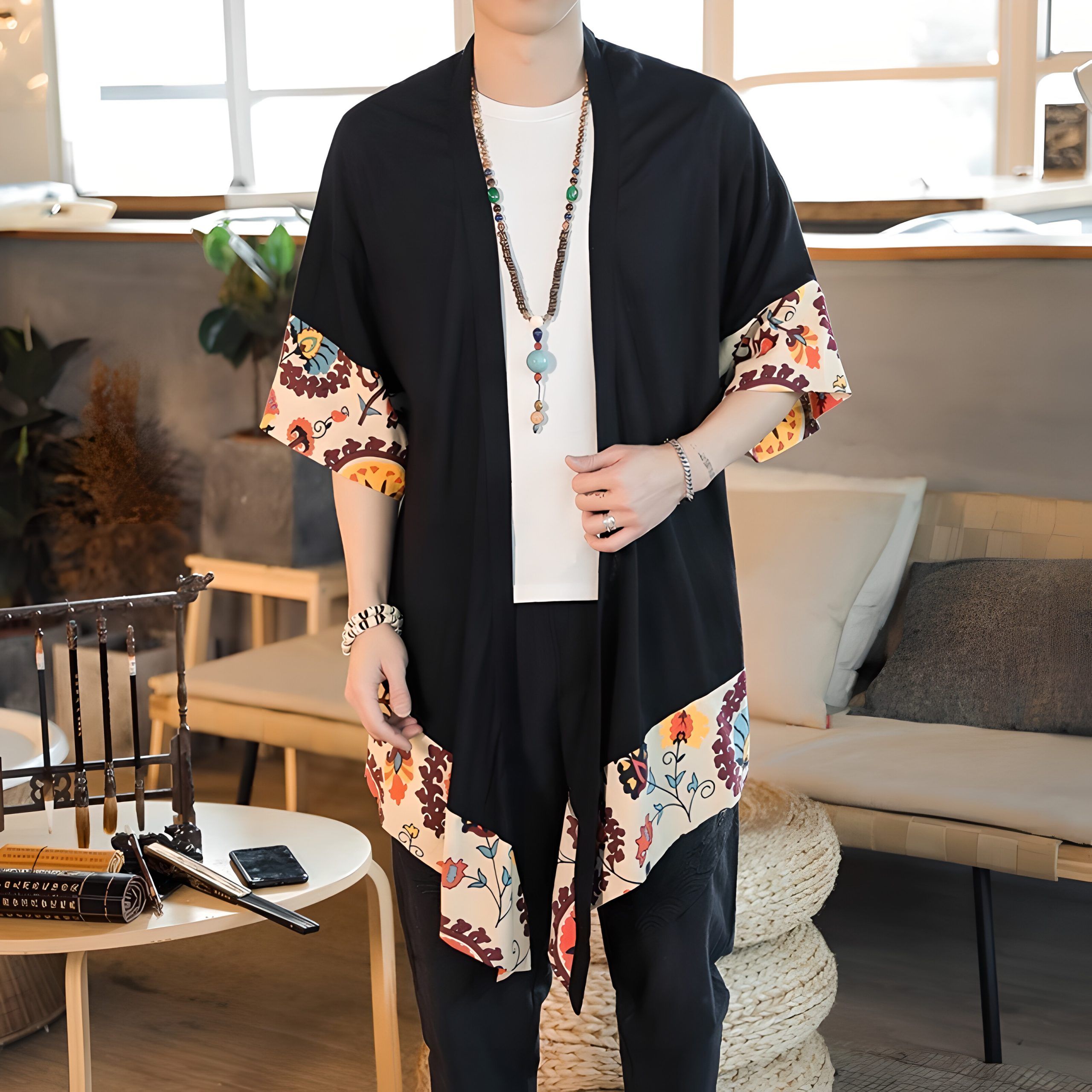 Men’s Kimono Cardigan Long Haori _ Blossom KIMONOMO 2