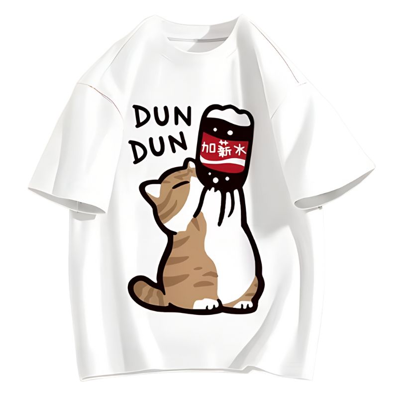 Oversize-T-Shirt, Katzen-T-Shirt mit Print
