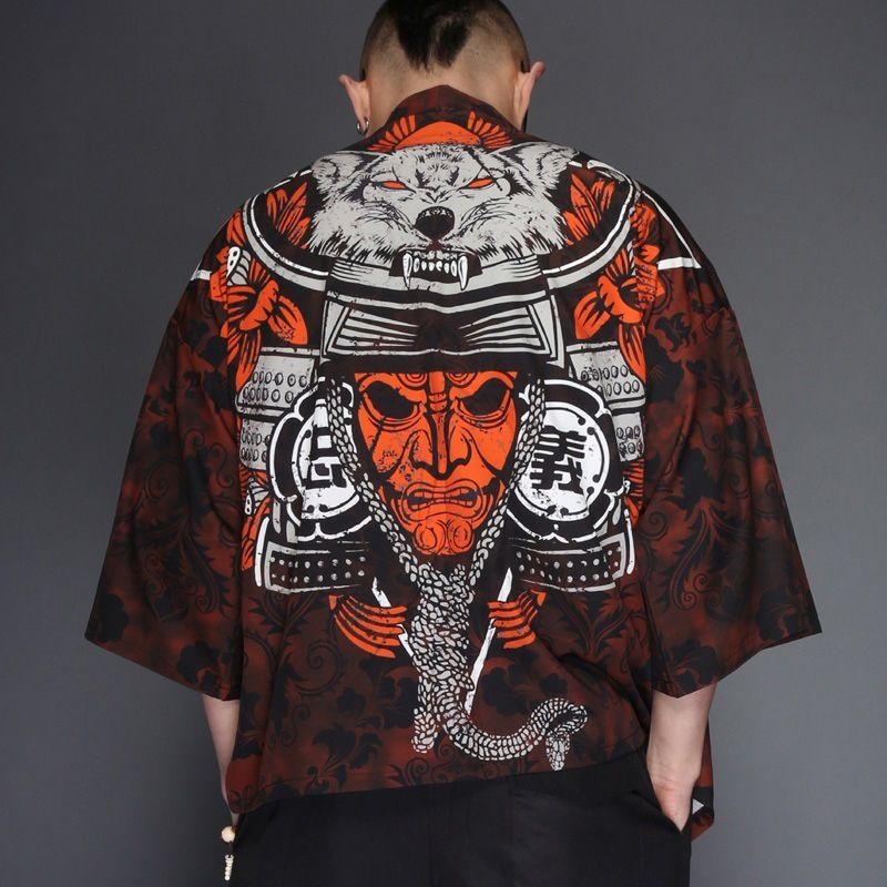 Men’s Haori Jacket Kimono Cardigan _ Flame Warrior KIMONOMON 2