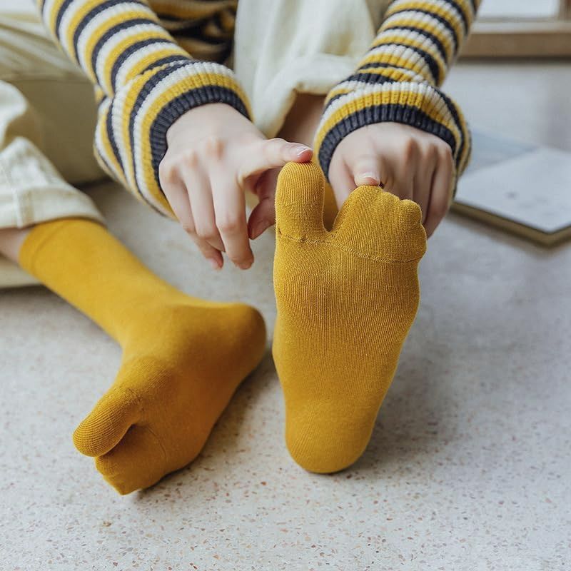 Tabi-Socken, Socken mit geteiltem Zeh, einfarbige Socken