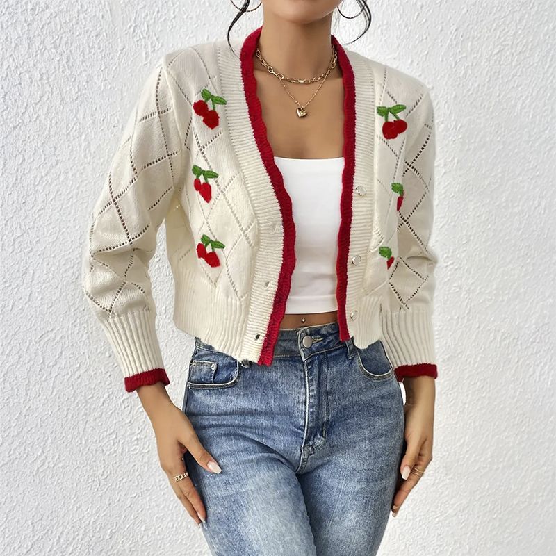 Damen-Strickjacke, Strickjacke, lockere Strickjacke, Strickjacke mit Knöpfen